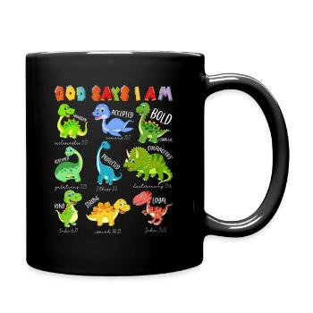 God says I am a dinosaur - Full Colour Mug - black - Right