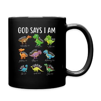 God says I am a dinosaur - Full Colour Mug - black - Right