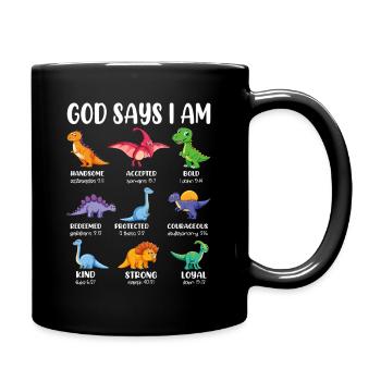 God says I am a dinosaur - Full Colour Mug - black - Right