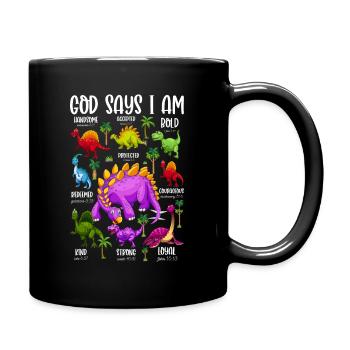 God says I am a dinosaur - Full Colour Mug - black - Right