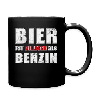 Bier ist Billiger als Benzin - Tasse einfarbig - Schwarz - Rechts