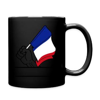 Drapeau France espace de texte transparent fist - Mug uni - noir - Droite
