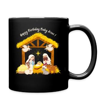 Merry Christmas Happy Birthday Baby Jesus Gifts - Full Colour Mug - black - Right