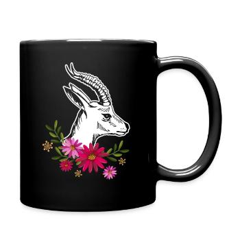 Antelope With Flowers - Full Colour Mug - black - Right