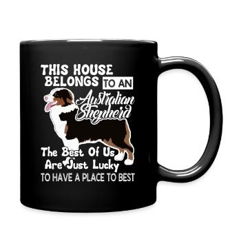 This House Belongs To An Australian Shepherd - Full Colour Mug - black - Right