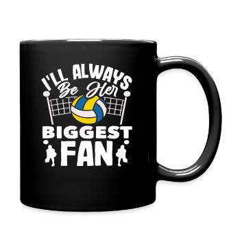 Volleyball: I'm her biggest fan - Full Colour Mug - black - Right