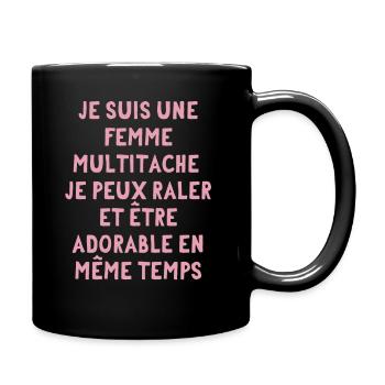 je suis une femme multitache - Mug uni - noir - Droite