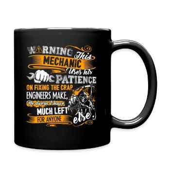 Funny Mechanic Warning - Full Colour Mug - black - Right