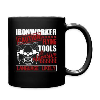 Ironworker Caution Flying Tools - Full Colour Mug - black - Right