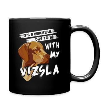 Beautiful Day With Vizsla - Full Colour Mug - black - Right