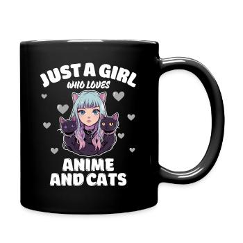 Just A Girl Who Loves Anime and Cats Cute Cat - Tasse einfarbig - Schwarz - Rechts