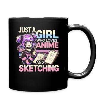 Just A Girl Who Loves Anime And Sketching, Anime - Full Colour Mug - black - Right