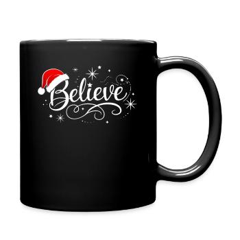 Believe in Santa Claus, Funny Christmas Merry Xmas - Full Colour Mug - black - Right