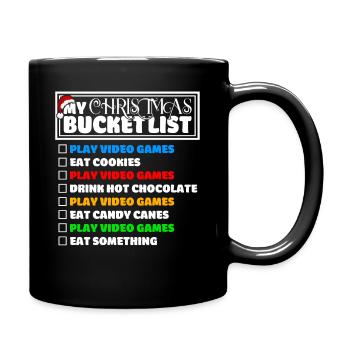 Christmas Bucket List Video Games Xmas Gamer - Full Colour Mug - black - Right
