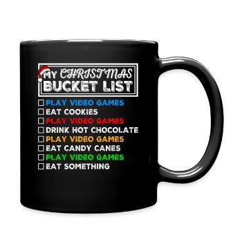 Christmas Bucket List Video Games Xmas Gamer - Full Colour Mug - black - Right
