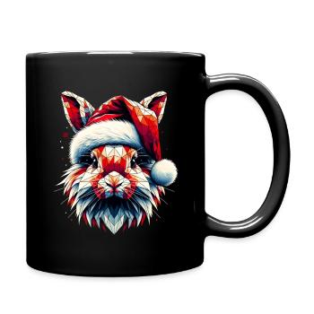 Polygon Kunst Hase Weihnachtsmütze Original - Tasse einfarbig - Schwarz - Rechts