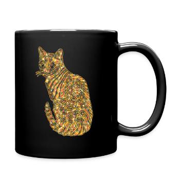 Bengal Cat Geometric - Full Colour Mug - black - Right