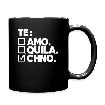 Techno Lover: Te Amo Tequila Techno - Tasse einfarbig - Schwarz - Rechts