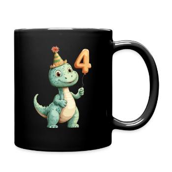4th Birthday Dino - Full Colour Mug - black - Right