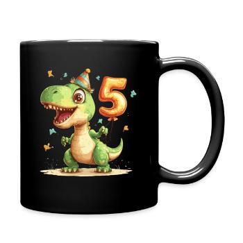 5th Birthday Dino - Full Colour Mug - black - Right