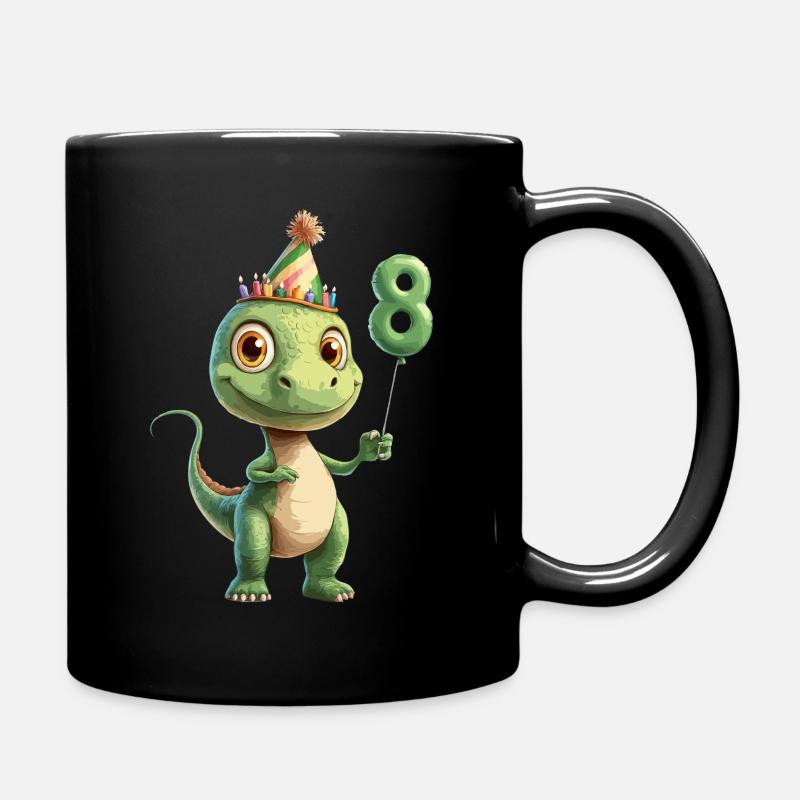 8th Birthday Dino - Full Colour Mug - black