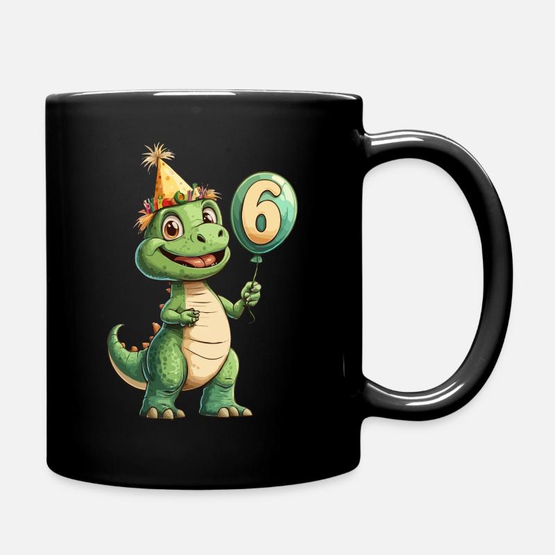 6. Geburtstag Dino - Tasse einfarbig - Schwarz