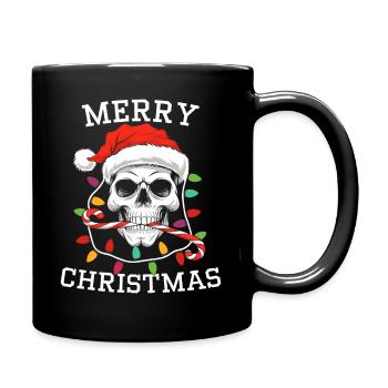 Joyeux Noël crâne squelette avec chapeau de Père Noël Noël - Mug uni - noir - Droite