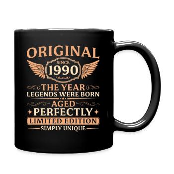 Original seit 1990 Jahrgang Geburtstag - Tasse einfarbig - Schwarz - Rechts