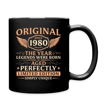 Original seit 1980 Jahrgang Geburtstag - Tasse einfarbig - Schwarz - Rechts