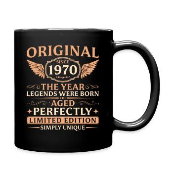 Original seit 1970 Jahrgang Geburtstag - Tasse einfarbig - Schwarz - Rechts