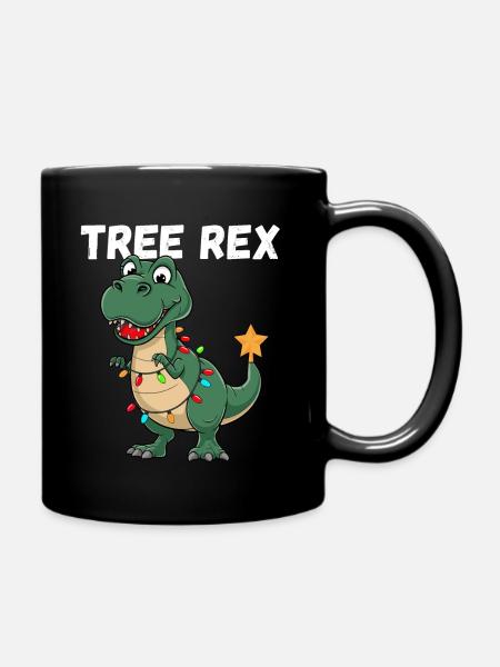 Weihnachten Dinosaurier Tree Rex Kinder Lustig - Tasse einfarbig - Schwarz