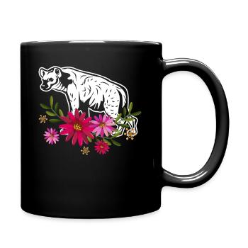 Hyena With Flowers - Full Colour Mug - black - Right