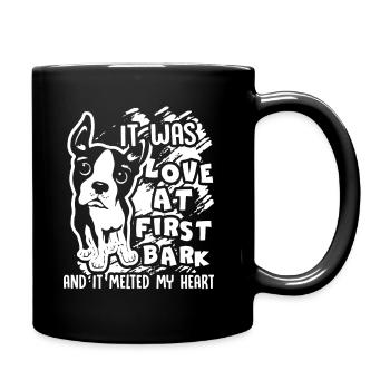 Boston Terrier It Was Love At First Bark - Full Colour Mug - black - Right