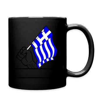 Flagge Griechenland transparenter Fausttextraum - Tasse einfarbig - Schwarz - Rechts