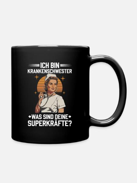 Superpower Krankenschwester - Tasse einfarbig - Schwarz