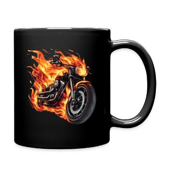 Moto avec des flammes - Mug uni - noir - Droite