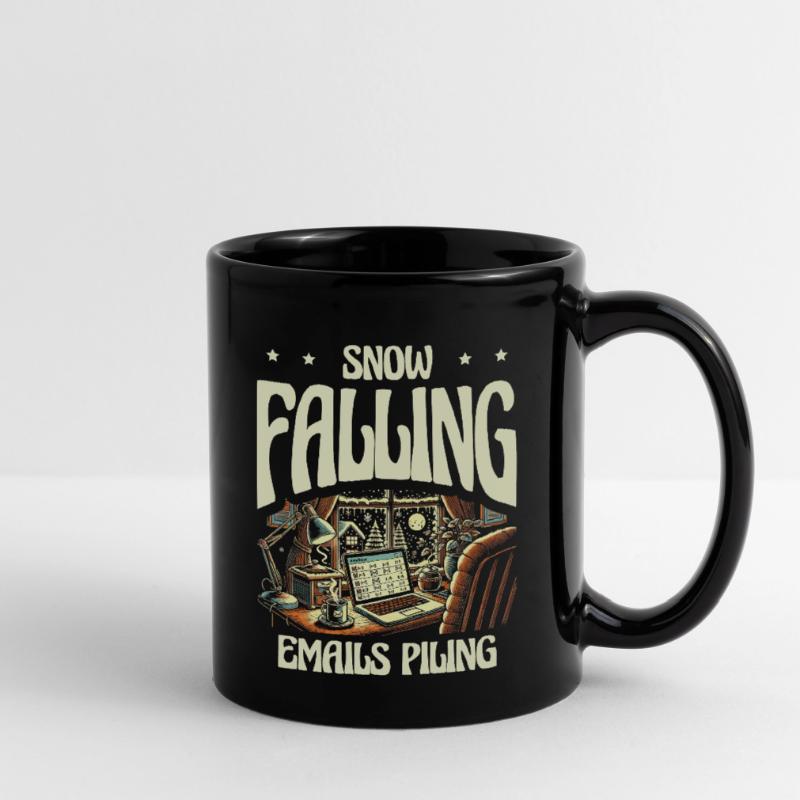 Snow-falling e-mails pile up, winter work Full Colour Mug