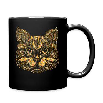 Cat Face Geometric - Full Colour Mug - black - Right