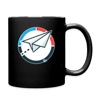 Avion en papier volant - Mug uni - noir - Droite