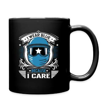 Je porte du bleu parce que je me soucie de moi. - Mug uni - noir - Droite