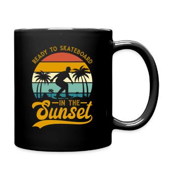 Bereit zum Skateboarden im Sonnenuntergang - Tasse einfarbig - Schwarz - Rechts
