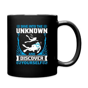 Tauchen Sie ein in das Unbekannte und entdecken Sie sich selbst. - Tasse einfarbig - Schwarz - Rechts