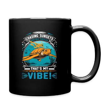 Chasing sunsets and sea turtles – that’s my vibe! - Full Colour Mug - black - Right