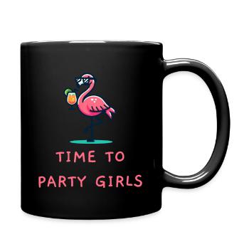 Flamant rose de fête - Mug uni - noir - Droite