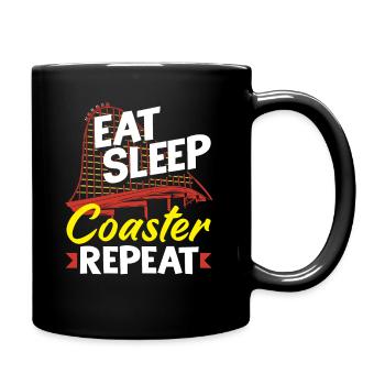 Achterbahn Essen Schlafen Wiederholen - Tasse einfarbig - Schwarz - Rechts