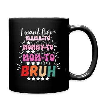 Ich wurde von Mama zu Mama zu Mama zu Mama zu Bruh - Tasse einfarbig - Schwarz - Rechts