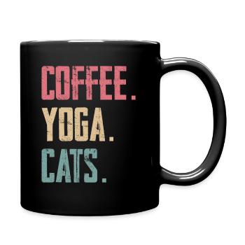 Café Yoga Chats - Mug uni - noir - Droite