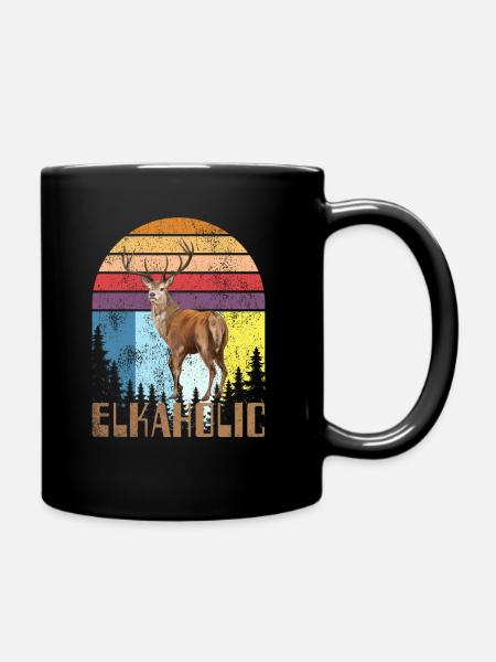 Elchjagd Elkaholische Jäger - Tasse einfarbig - Schwarz