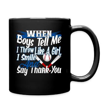 Softball I Smile And Say Thank You - Full Colour Mug - black - Right