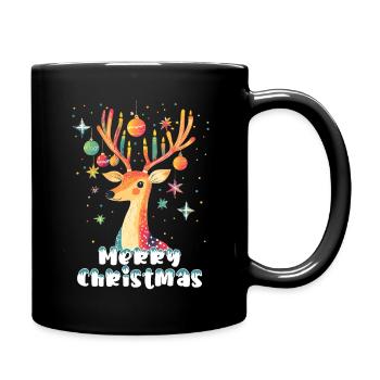 Weihnachten Hirsch Märchen Sterne Kerzen Niedlich - Tasse einfarbig - Schwarz - Rechts